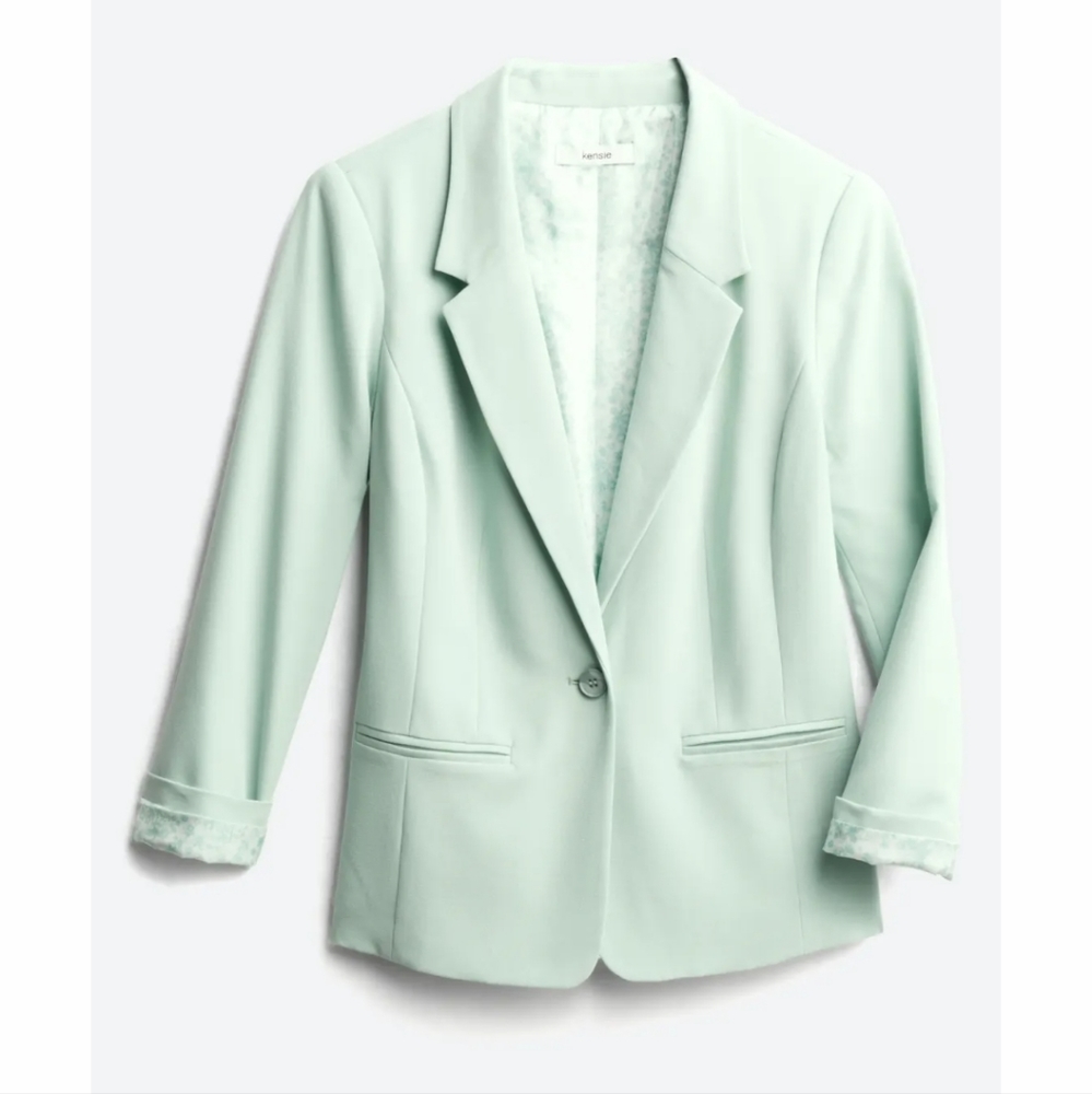 KENSIE Rebekah Stretch Crepe Floral Lining Blazer